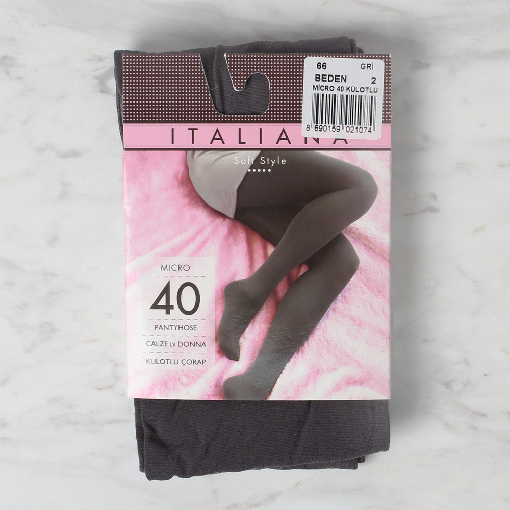 Italiana 2500 Micro 40 Külotlu Çorap, Çelik Gri, 66/2